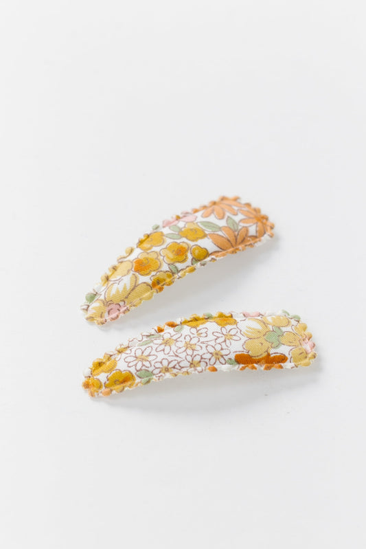 Cove Fabric Hair Clips - Set of 2 HAIR ACCESSORY Cove Accessories Yellow Multi OS 