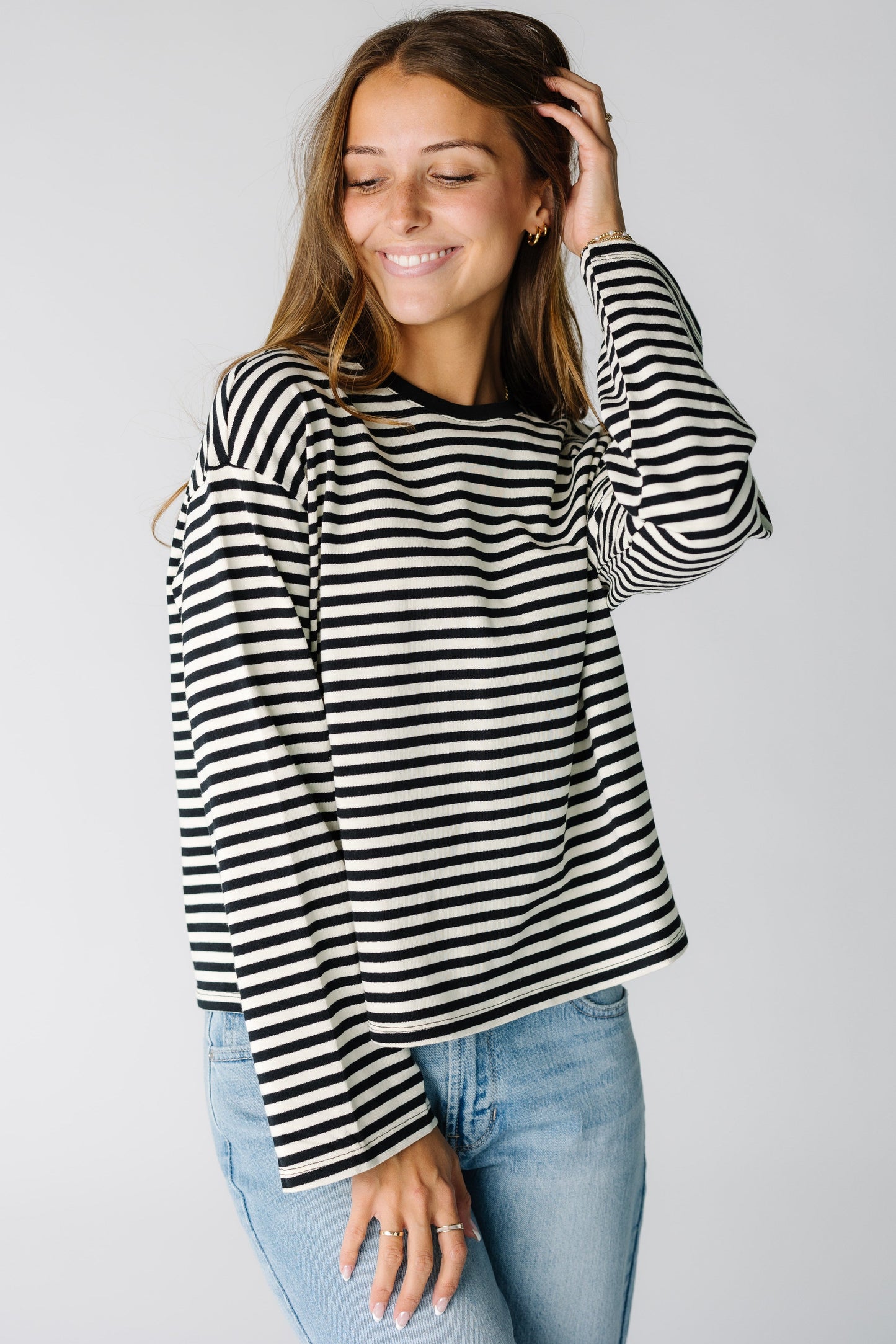 The Callahan Top in black and white stripe for women and teens