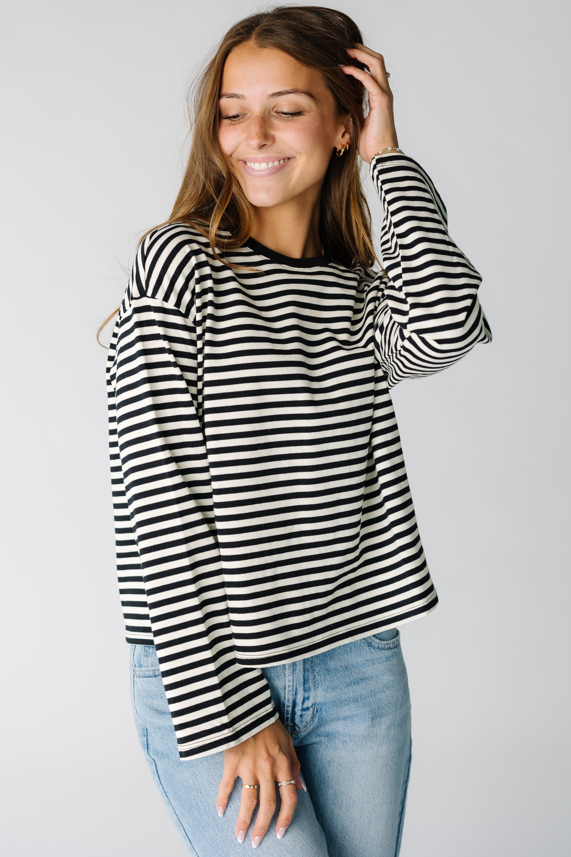 The Callahan Top in black and white stripe for women and teens