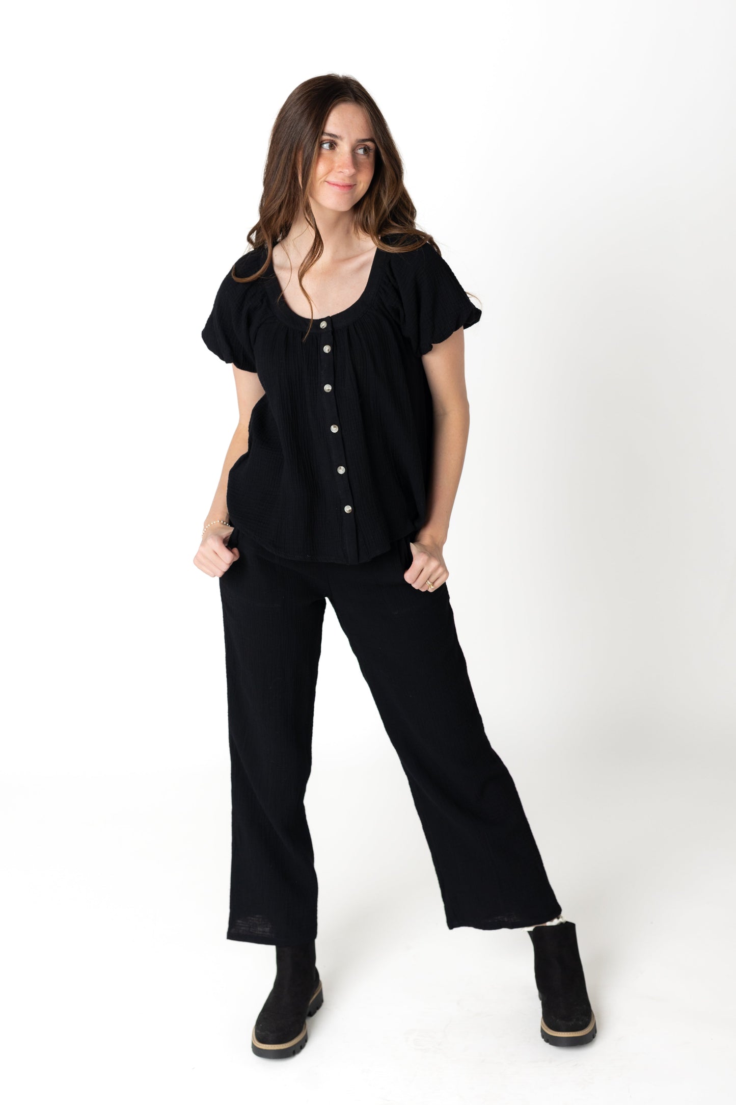 Brass & Roe Gauze Button-Down Top WOMEN'S TOP brass & roe 