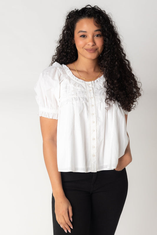 Citrus York Button Top in white