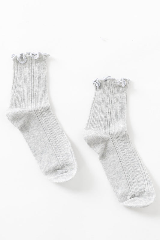 Cove Classy Ruffle Socks WOMEN'S SOCKS Cove Accessories Heather Grey OS 