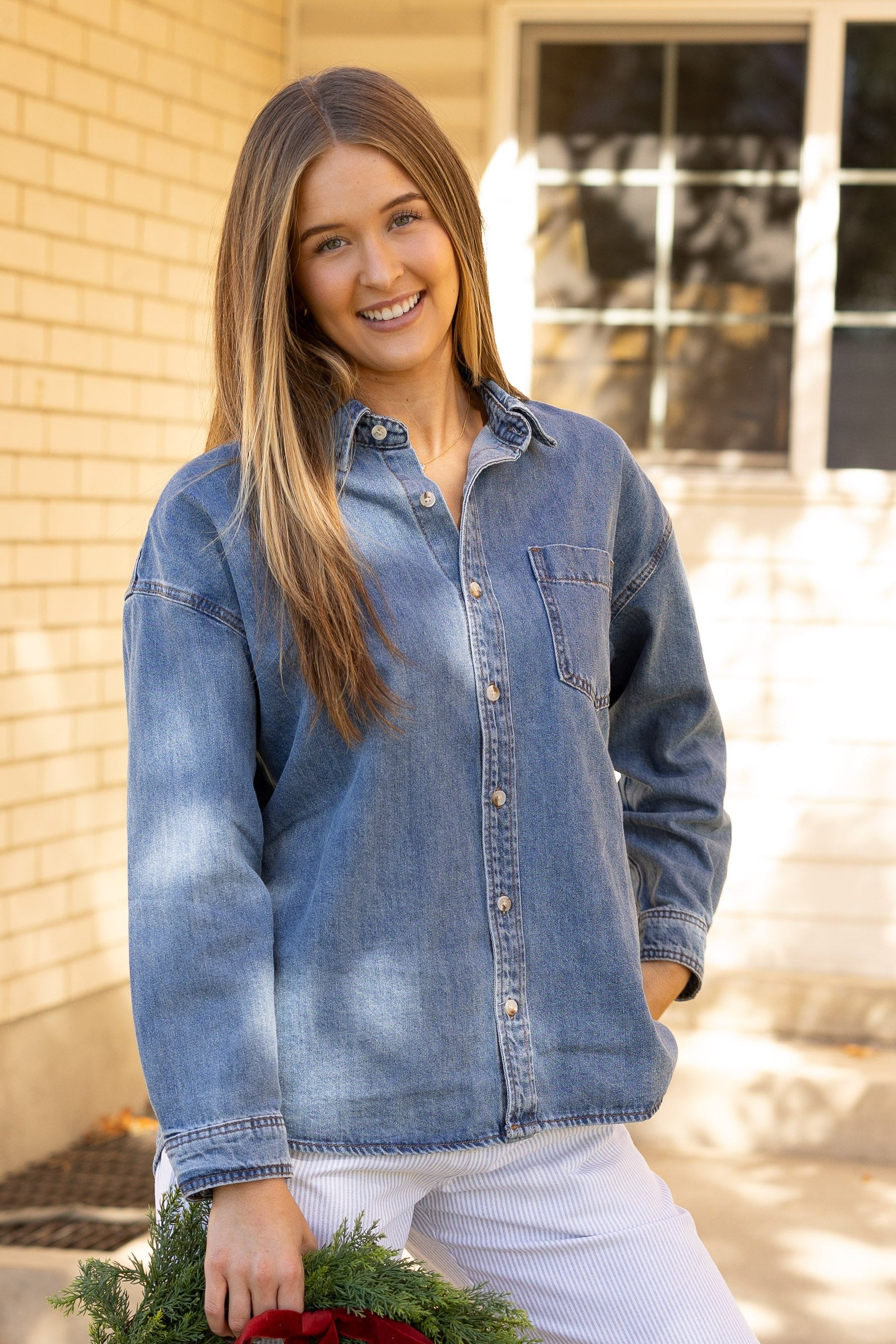 All About Love Denim Shirt WOMEN'S TOP Wishlist 