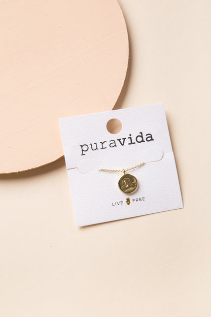 Wave Coin Necklace - Gold - OS WOMEN'S NECKLACE Puravida 