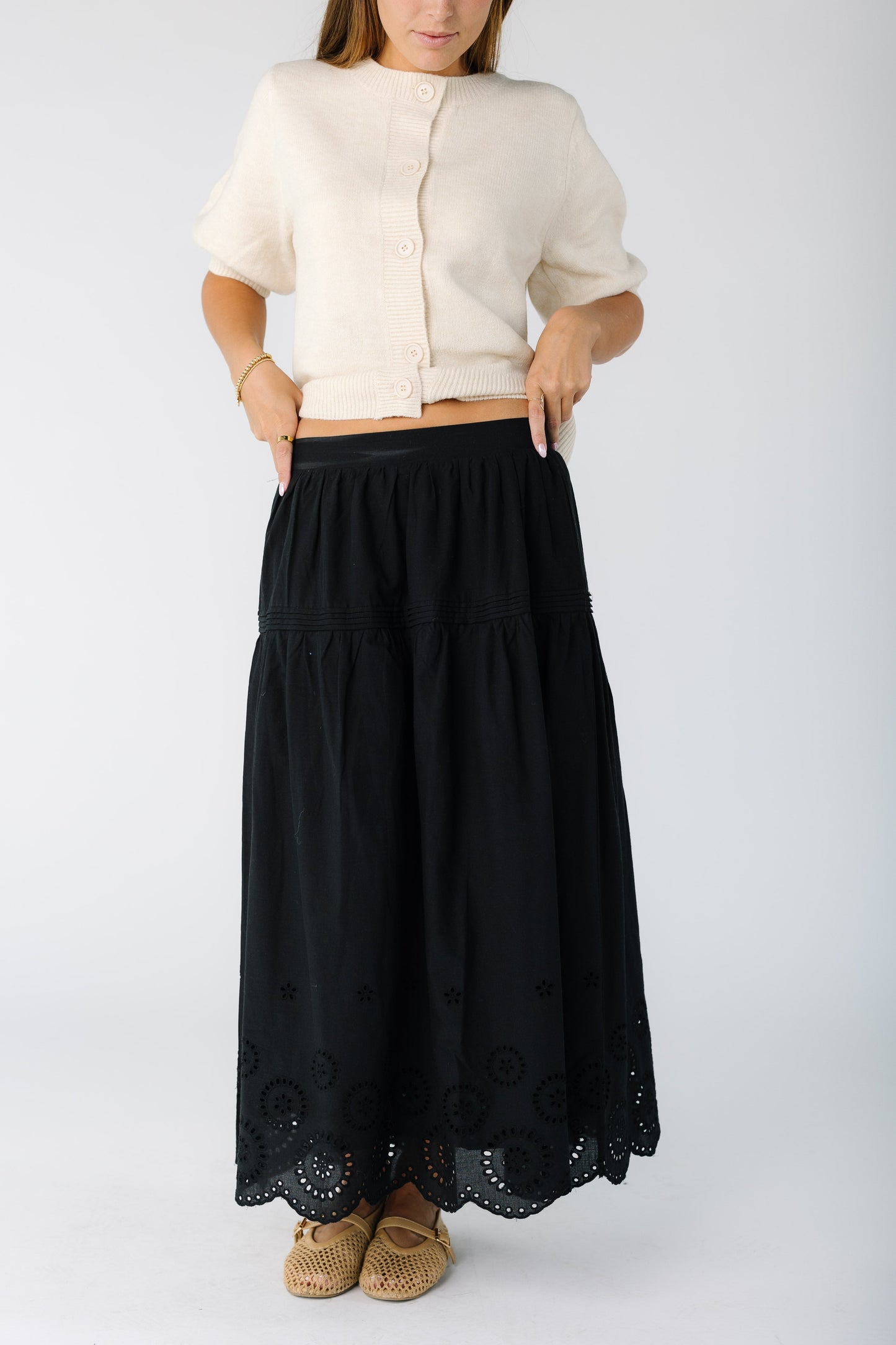 Brass & Roe The Melanie Midi Eyelet Skirt WOMEN'S SKIRTS brass & roe 