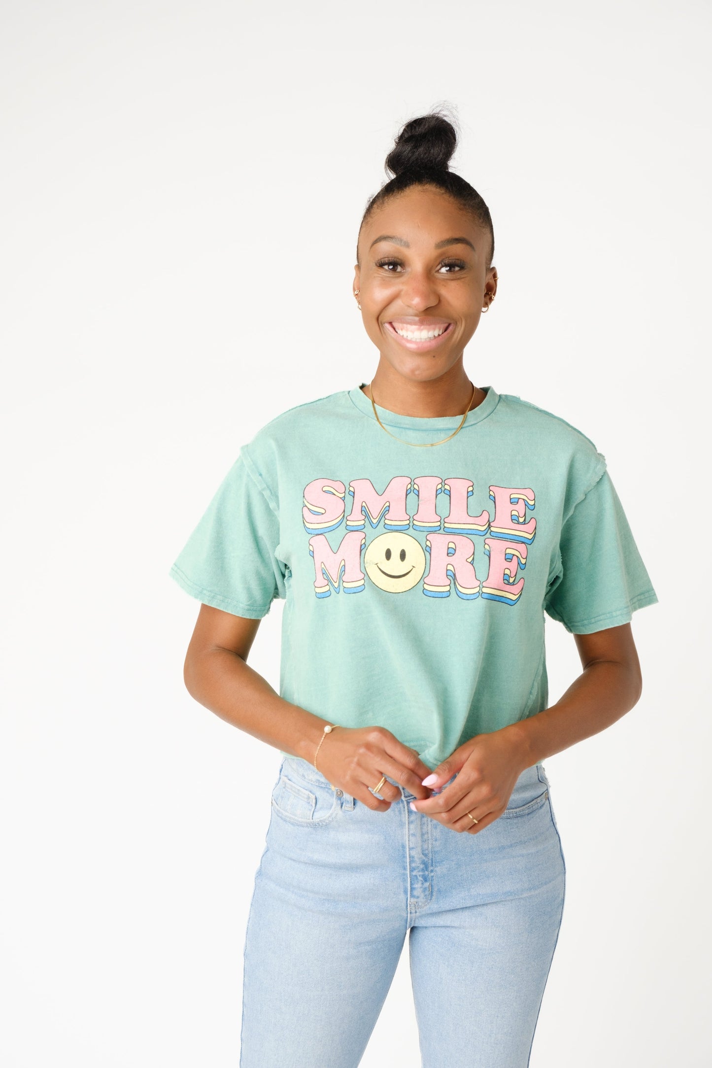 Smile More Tee Aqua L WOMEN'S T-SHIRT Polagram 