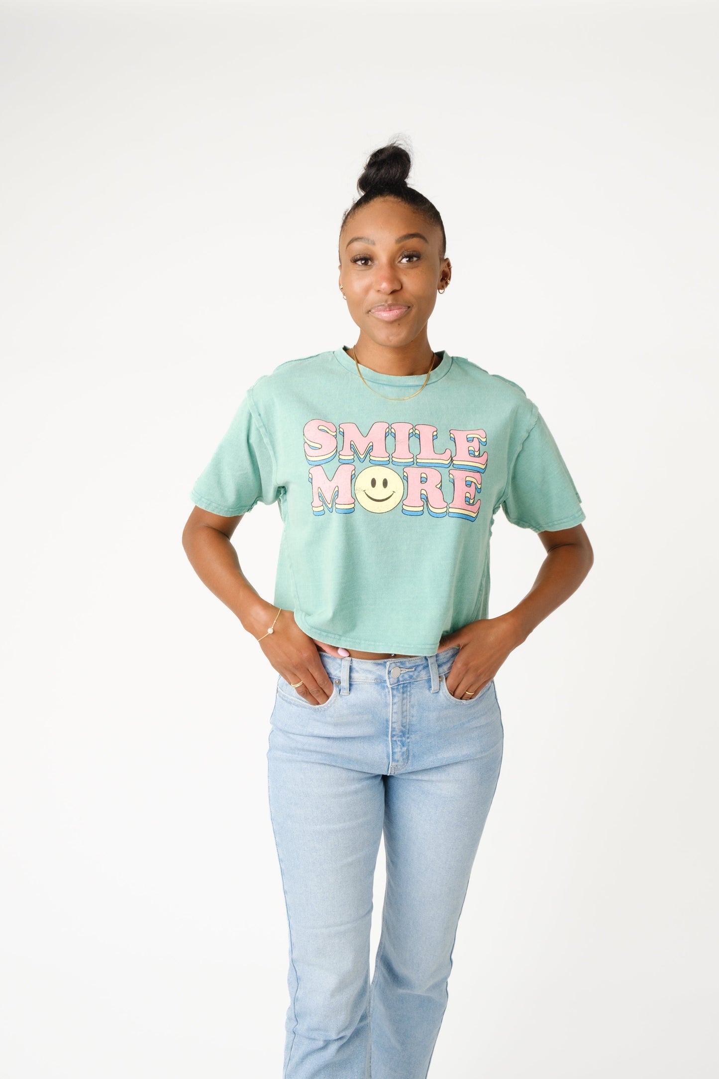 Smile More Tee Aqua L WOMEN'S T-SHIRT Polagram 