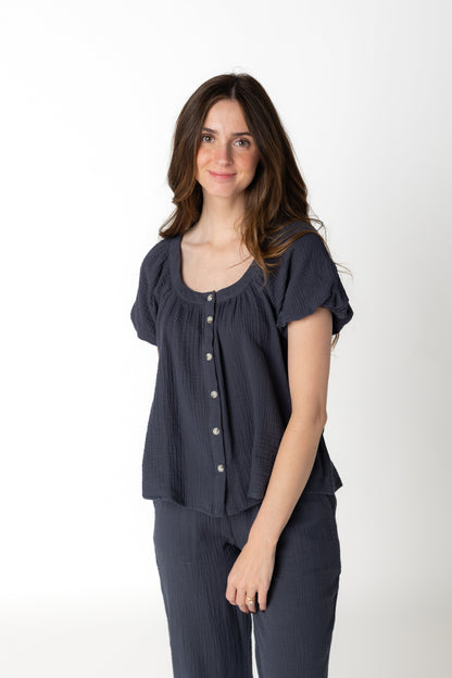 Brass & Roe Gauze Button-Down Top WOMEN'S TOP brass & roe 