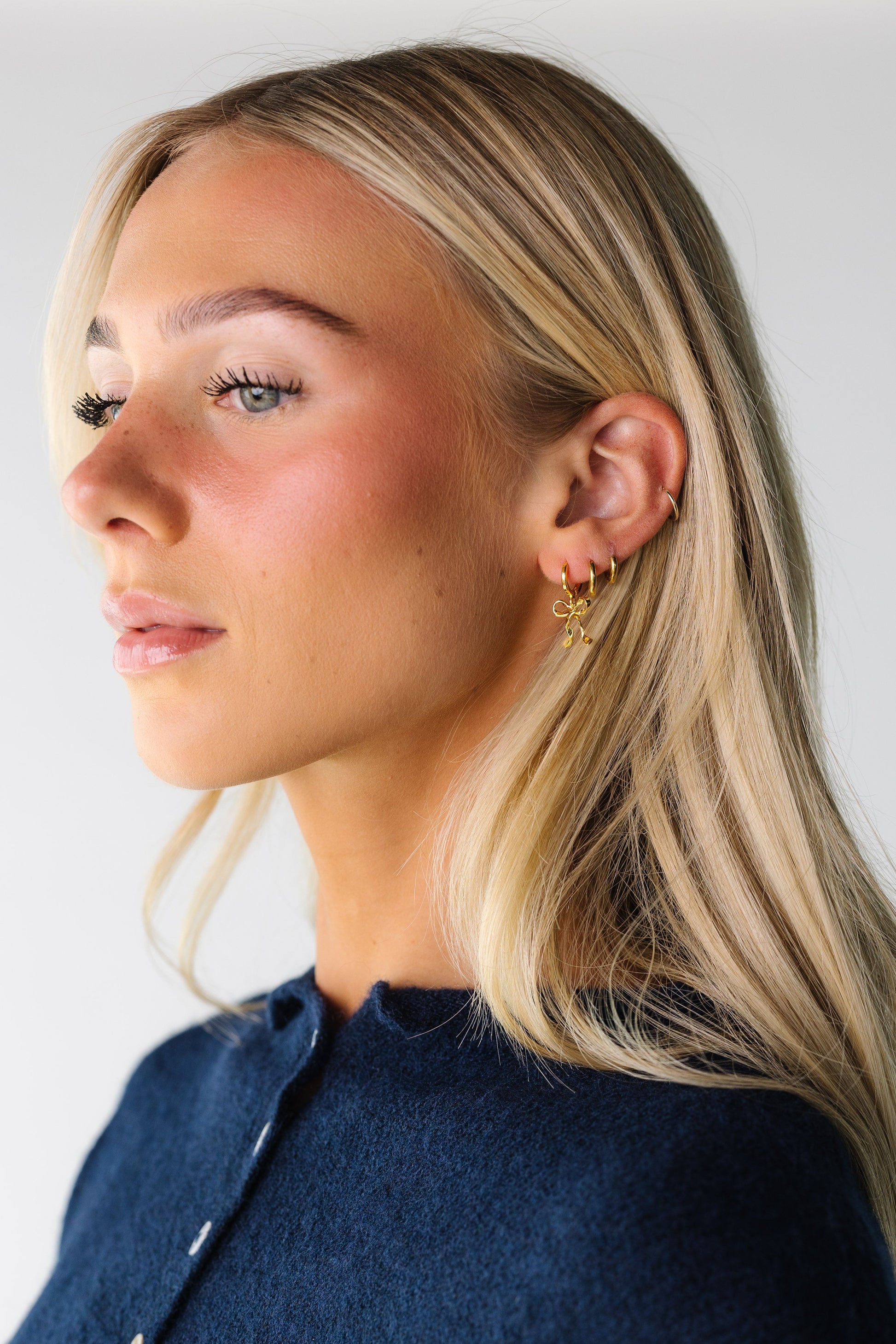 Cove Bow Drop Huggies WOMEN'S EARINGS Cove Accessories Gold OS 
