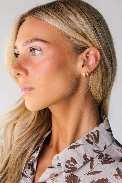 Cove Baby Daisy Huggies WOMEN'S EARINGS Cove Accessories Gold/Pink OS 