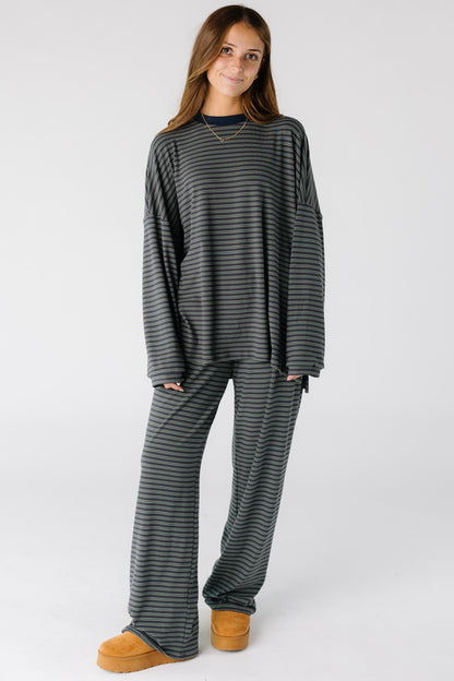 Cutie Everyday Stripe Set Women's Set brass & roe Charcoal/Green XS 