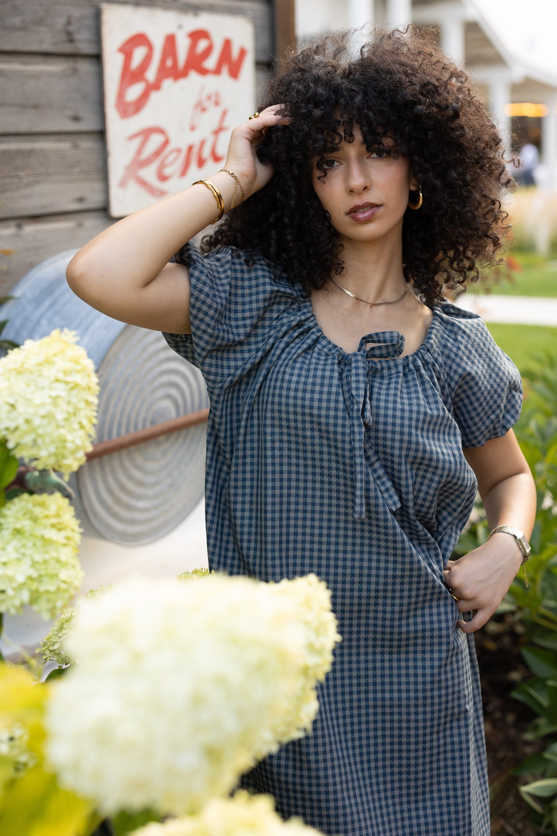 Brass & Roe Gingham Bow Dress WOMEN'S DRESS brass & roe 