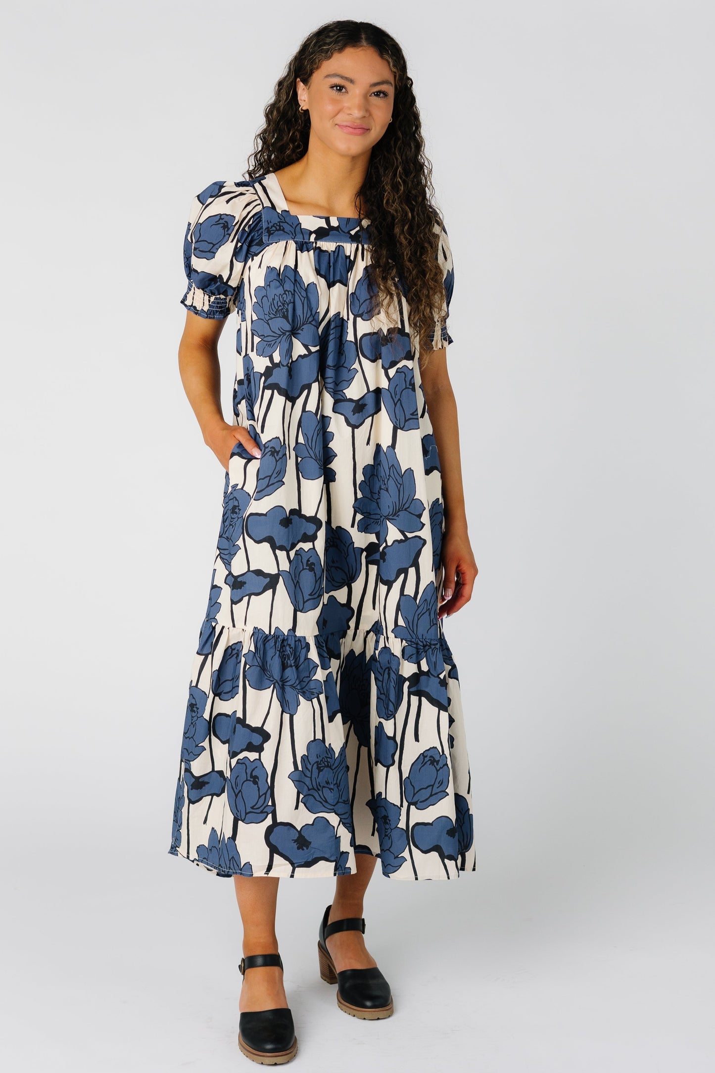 Brass & Roe Forever Midi Dress for women in cream print