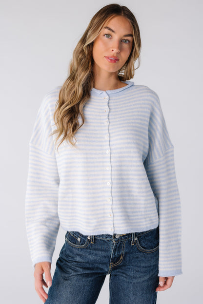 Aria New Stripe Cardigan WOMEN'S CARDIGAN Things Between Light Blue S 