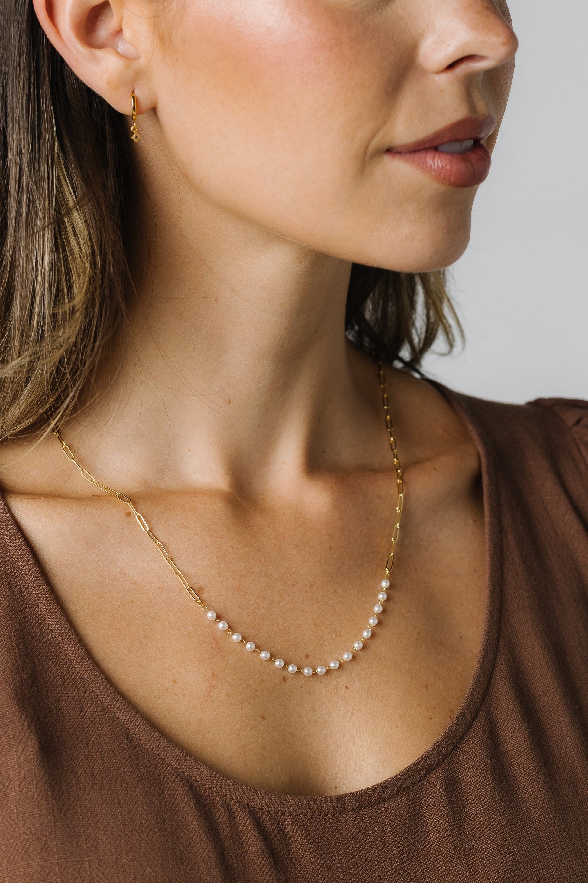 Cove Delicate Pearl Paperclip Necklace WOMEN'S NECKLACE Cove Accessories 