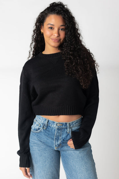 Rosie Crop Sweater - Black WOMEN'S SWEATERS Hyfve 