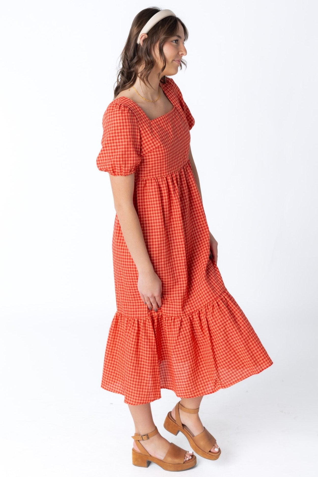 Brass & Roe Gingham Square Neck Dress - Fall WOMEN'S DRESS brass & roe 