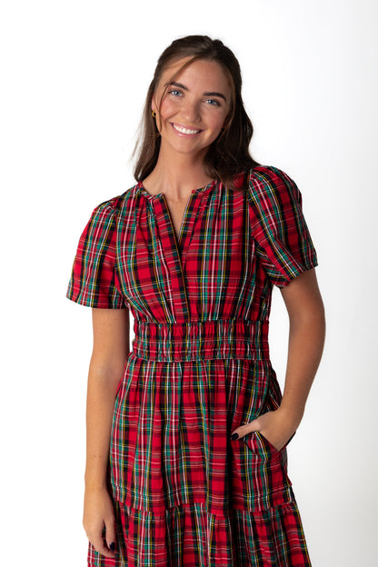 Citrus Shae Dress Holiday WOMEN'S DRESS Citrus Plaid Red XS 