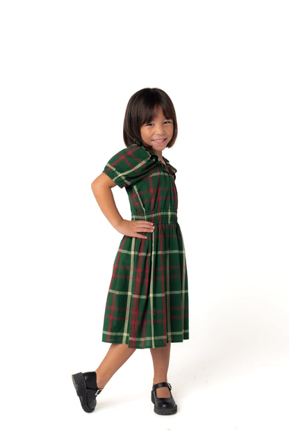 Citrus Reese Plaid Girl's Dress GIRL'S DRESS Citrus Green Plaid XXXS 