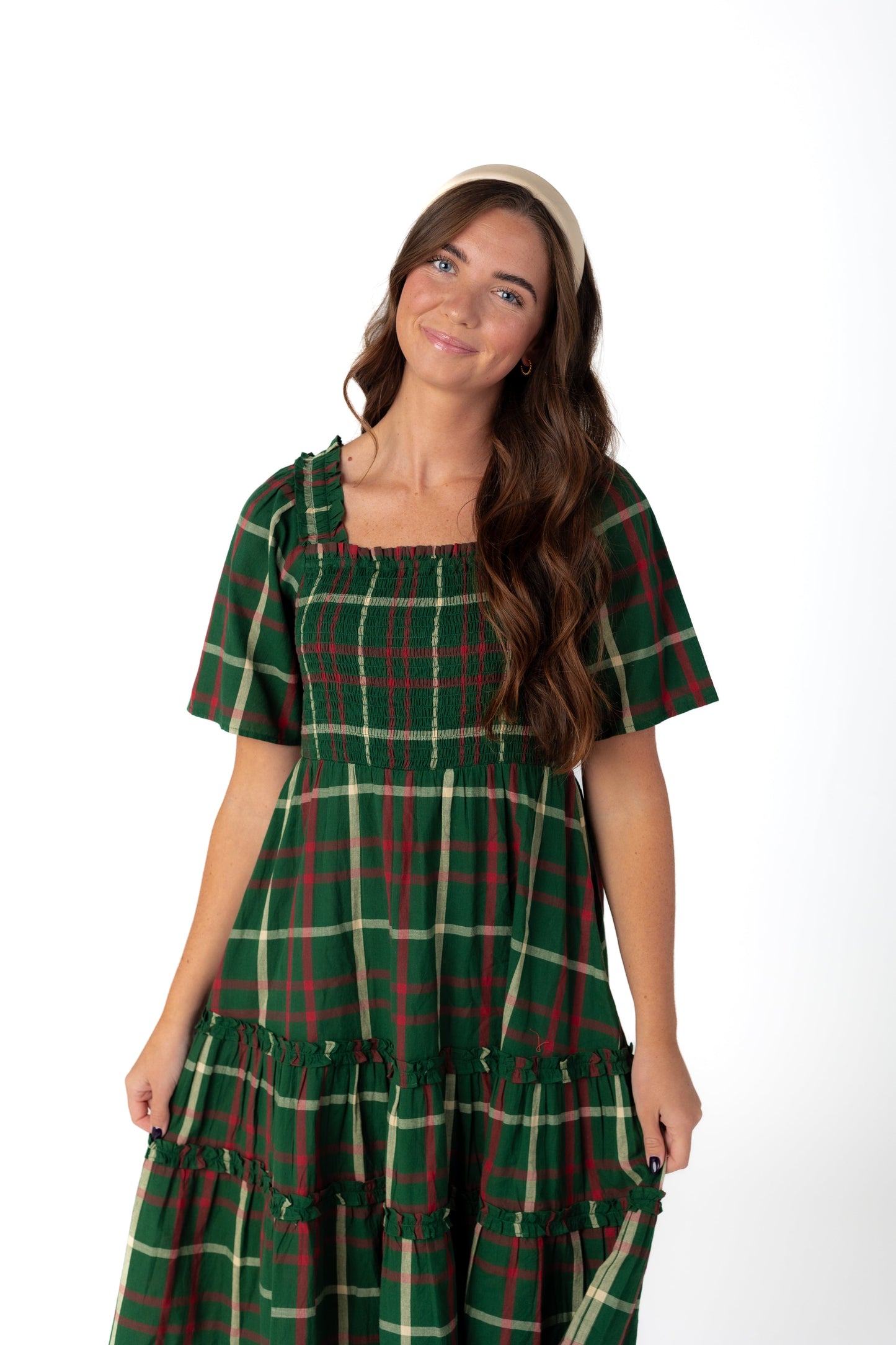 Citrus Reese Plaid Dress WOMEN'S DRESS Citrus Green Plaid XS 