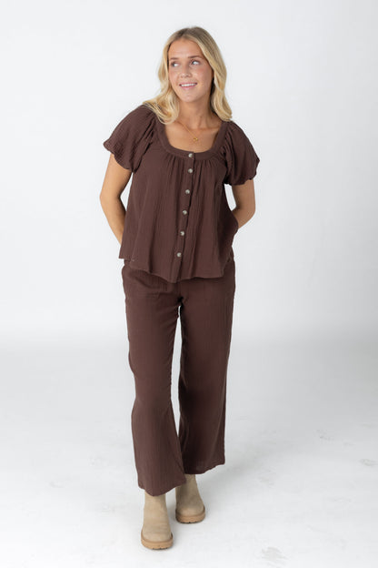 Brass & Roe Gauze Button-Down Top WOMEN'S TOP brass & roe 