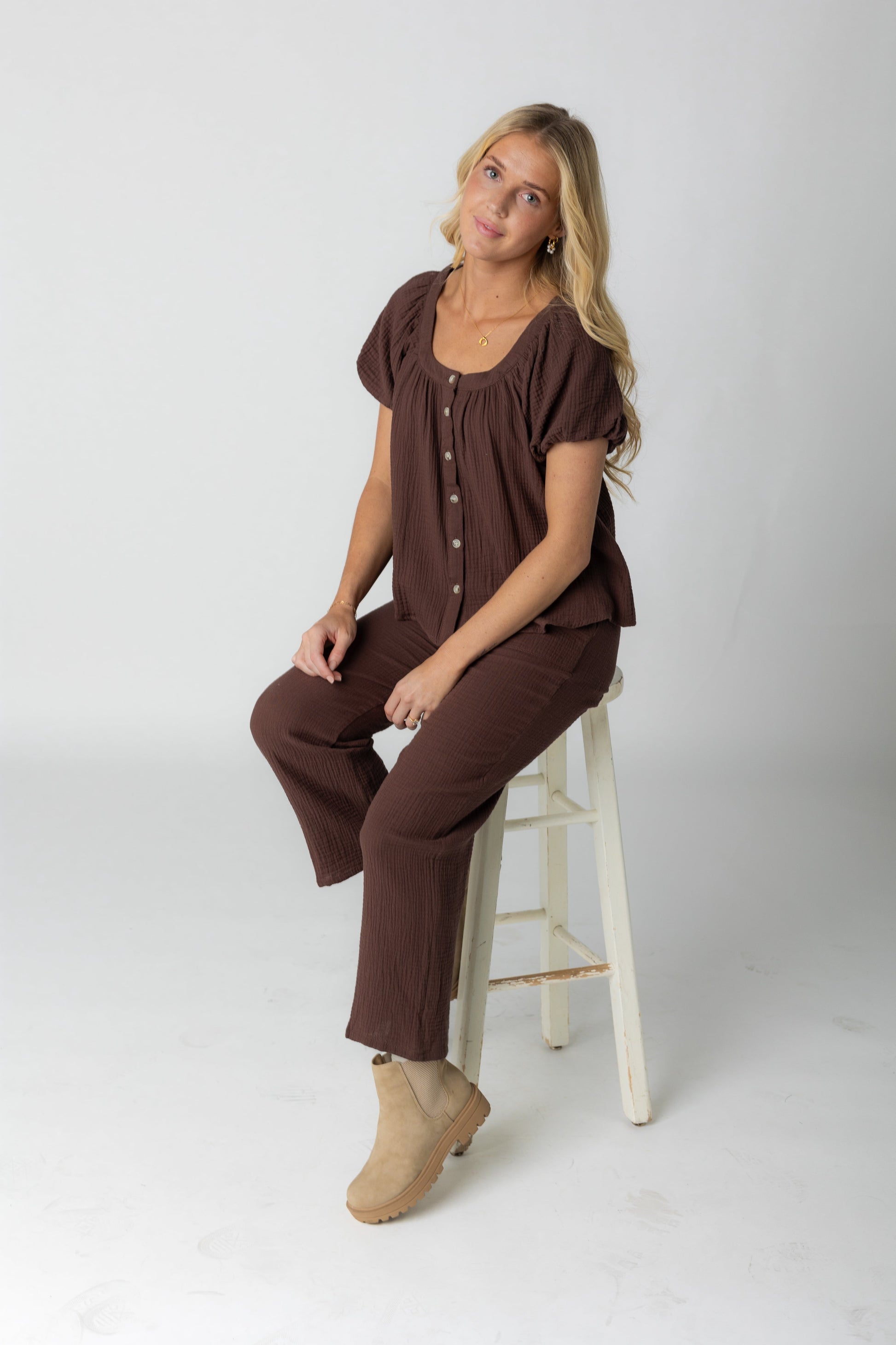 Brass & Roe Gauze Button-Down Top WOMEN'S TOP brass & roe 