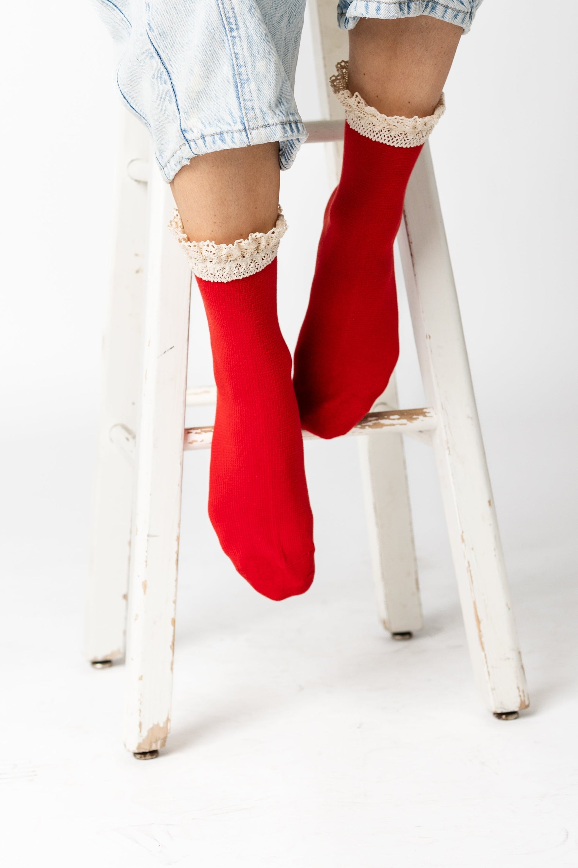 Cove All About Ruffles Socks WOMEN'S SOCKS Cove Accessories Red OS 