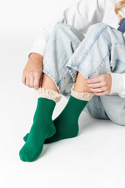 Cove All About Ruffles Socks WOMEN'S SOCKS Cove Accessories Green OS 