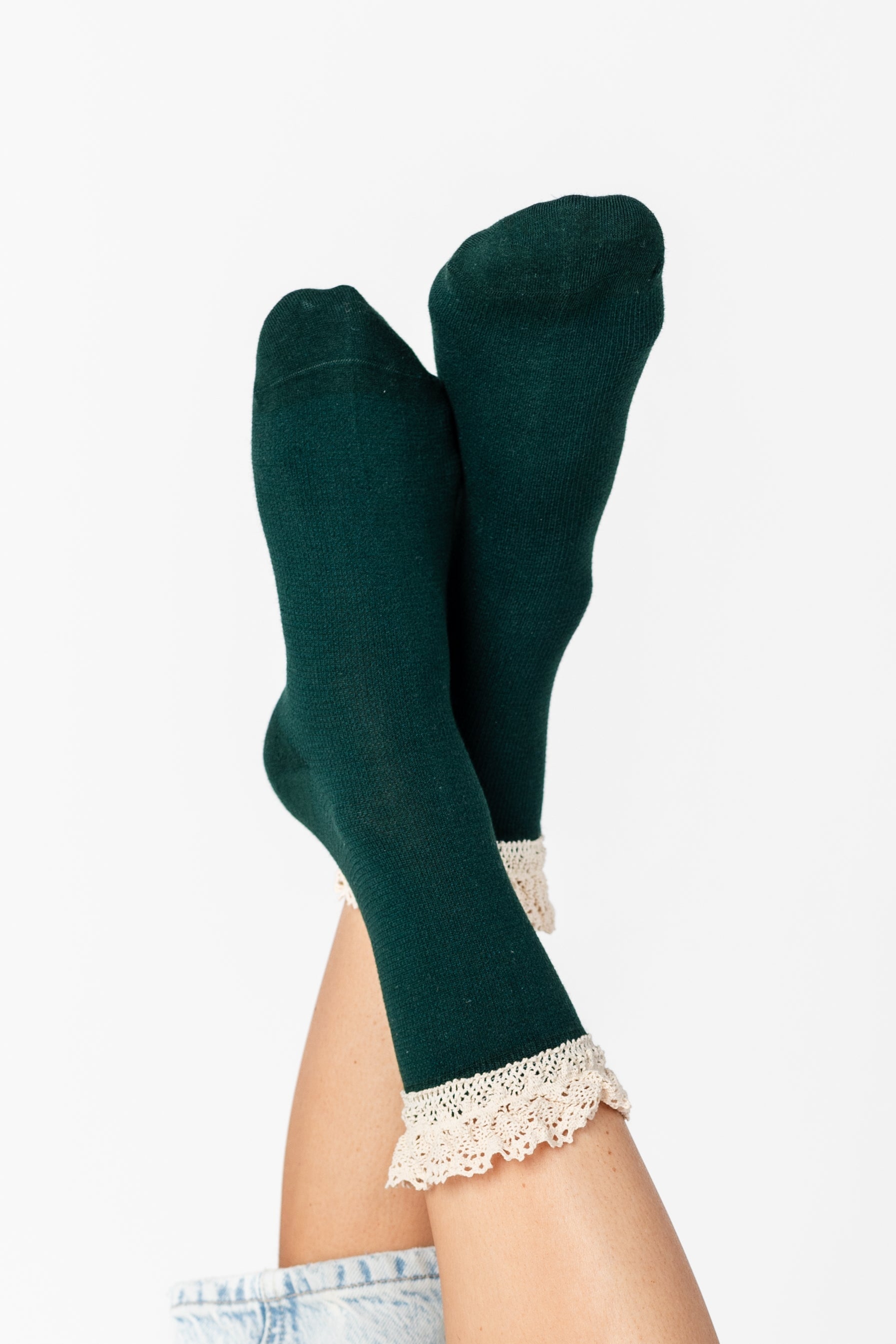 Cove All About Ruffles Socks WOMEN'S SOCKS Cove Accessories Forest Green OS 