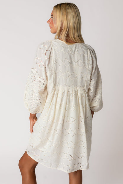 Back view of Citrus Cherish Eyelet Tunic dress