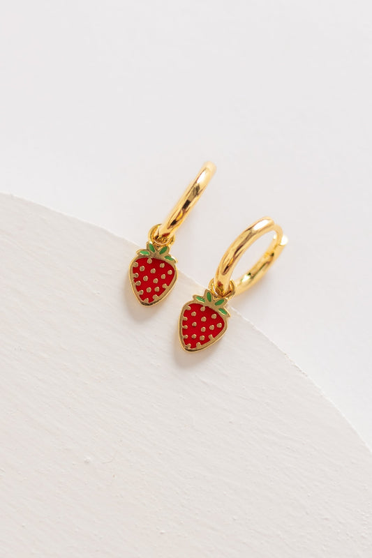 Cove Strawberry Huggie Earrings WOMEN'S EARINGS Cove Accessories Red OS 