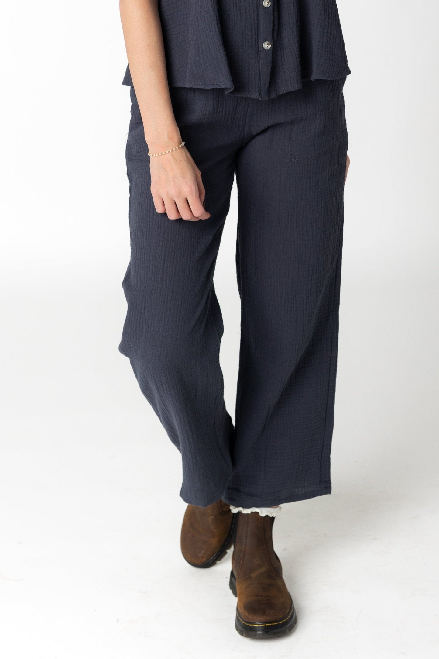 Modest wide leg gauzy pant