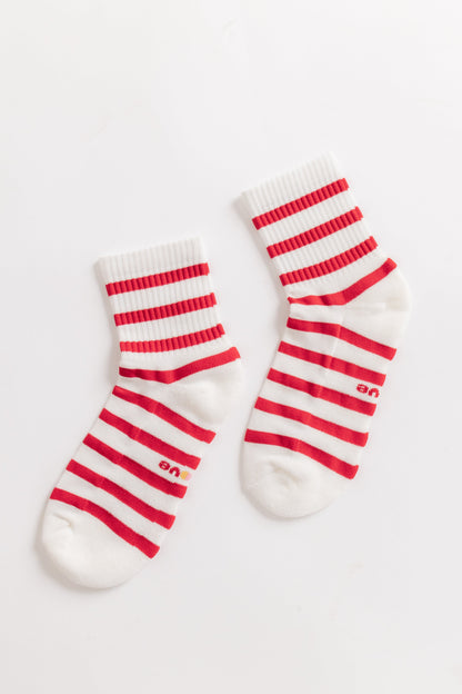 Cove Red & White Stripe Socks WOMEN'S SOCKS Cove Accessories Red & White OS 