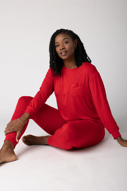 Luxury Jogger Pajama Set WOMEN'S PAJAMAS brass & roe Red L 