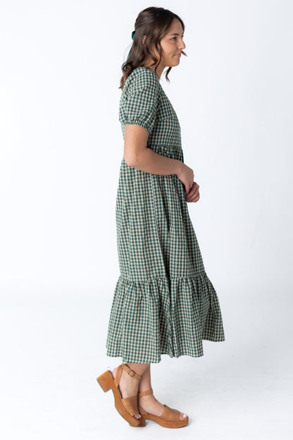 Brass & Roe Gingham Square Neck Dress - Fall WOMEN'S DRESS brass & roe 