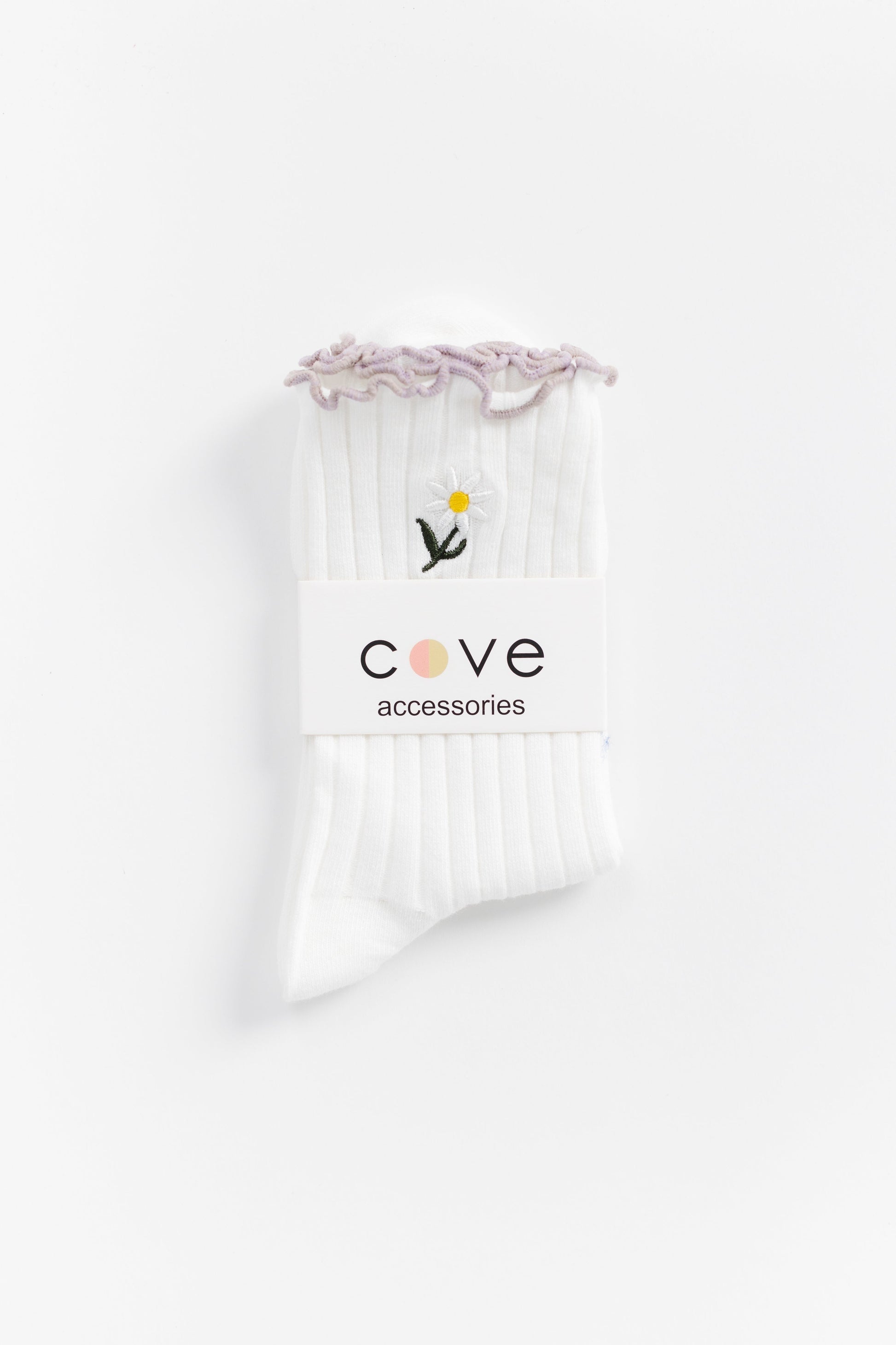 In The Valley Embroidered Sock WOMEN'S SOCKS Cove Accessories White OS 