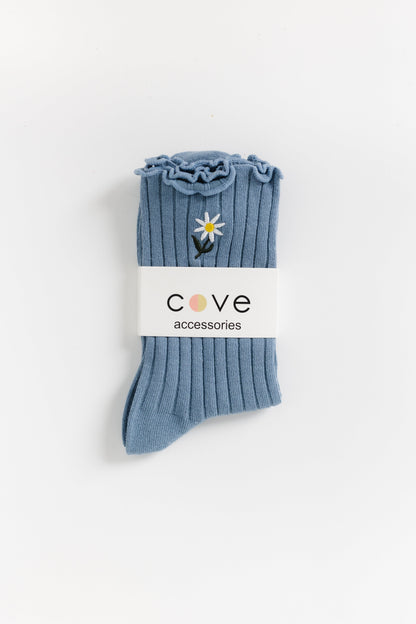 In The Valley Embroidered Sock WOMEN'S SOCKS Cove Accessories Blue OS 