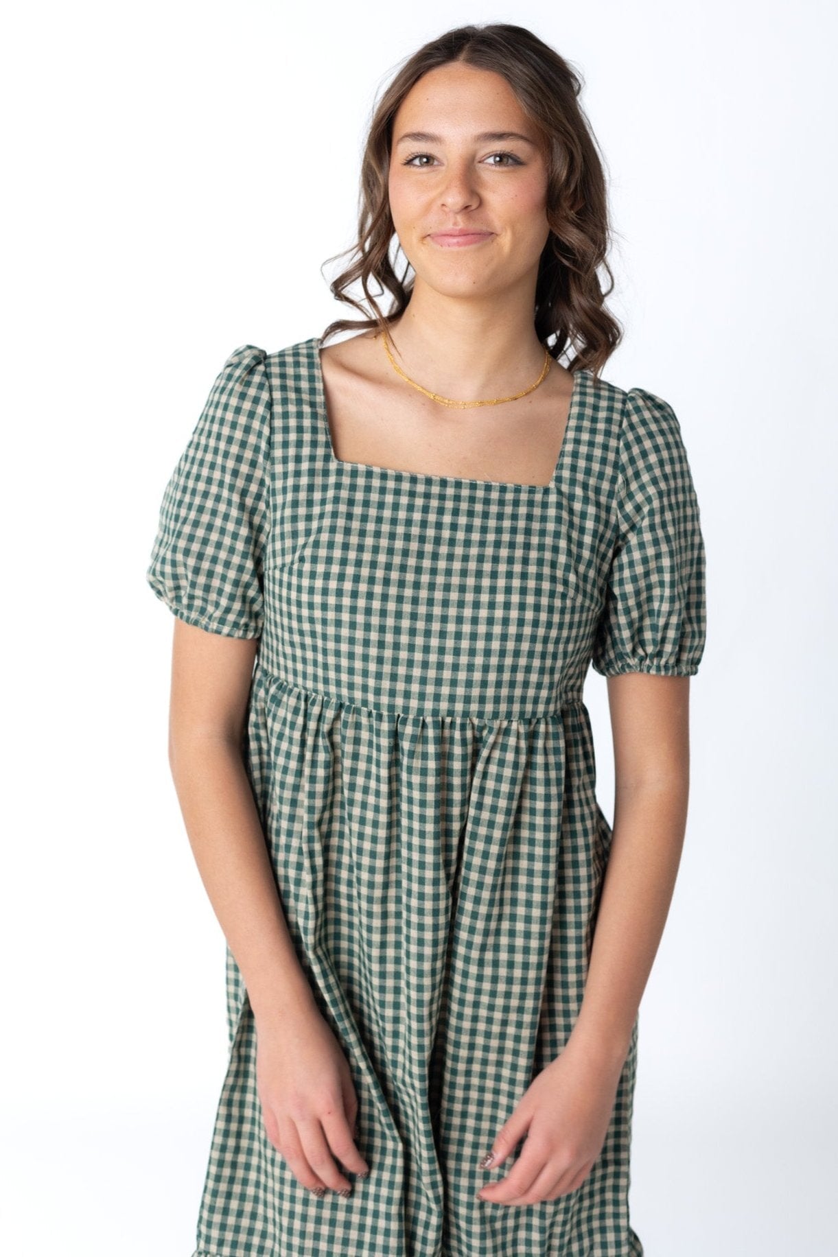 Brass & Roe Gingham Square Neck Dress - Fall WOMEN'S DRESS brass & roe 