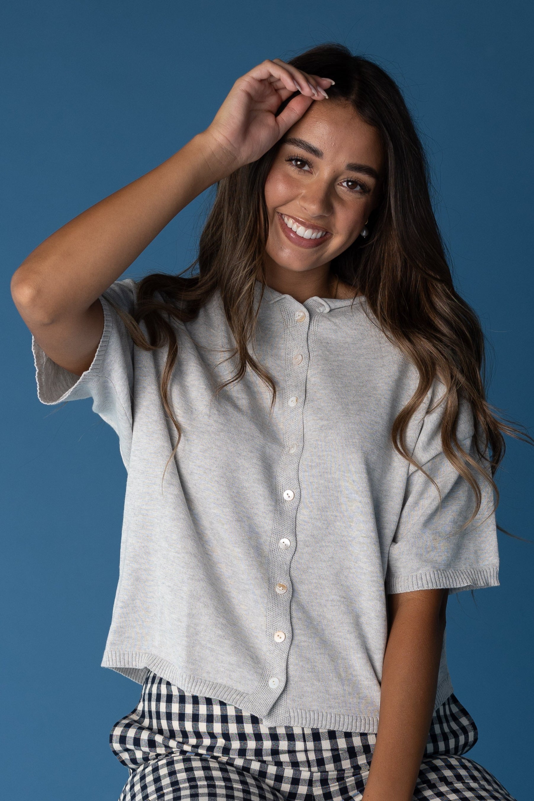 Button Down Knit Top WOMEN'S T-SHIRT Things Between 