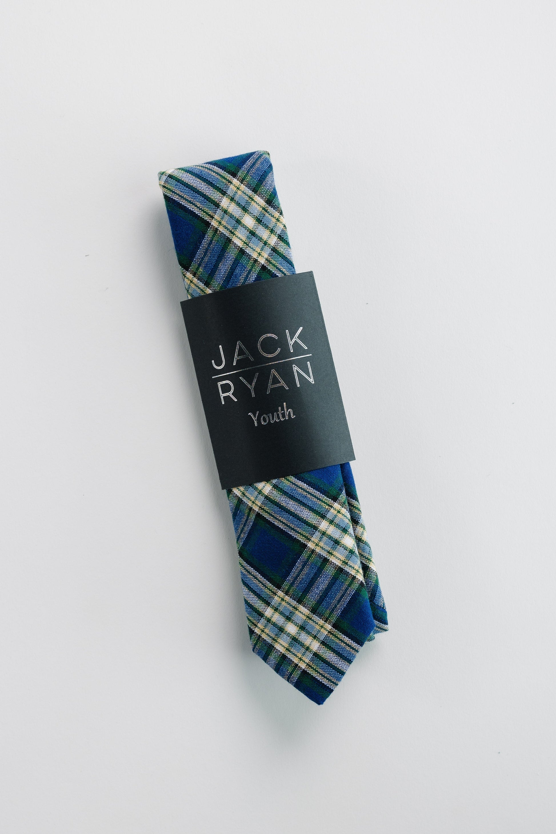 Jack Ryan Summer Ties MEN'S TIE JACK RYAN Blue/Green Plaid Youth - 48" x 2" 