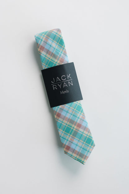 Jack Ryan Summer Ties MEN'S TIE JACK RYAN Teal Plaid Men's - 58" x 2.5" 