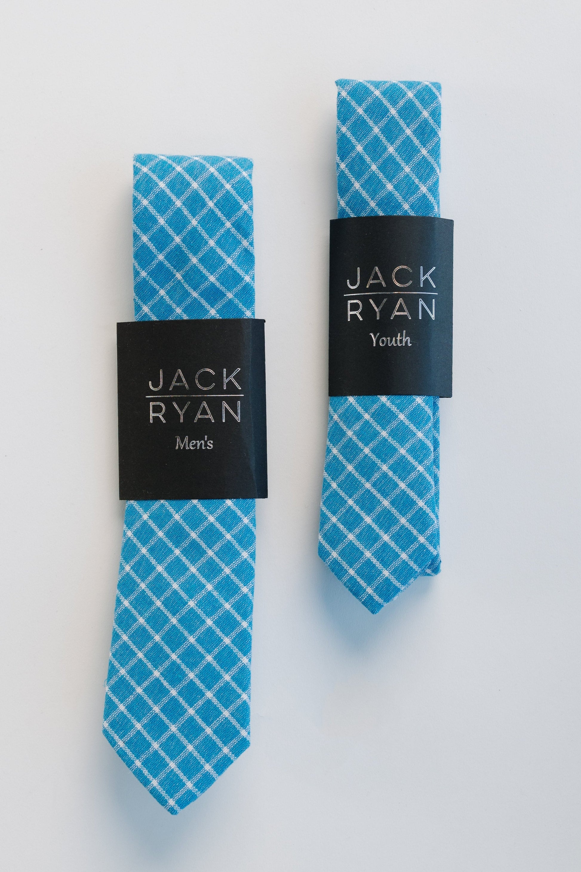Jack Ryan Spring Ties MEN'S TIE JACK RYAN Blue Plaid Men's - 58" x 2.5" 