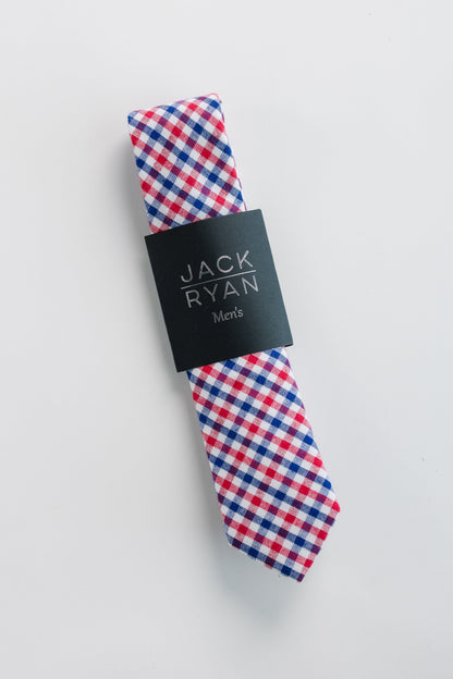 Jack Ryan Summer Ties MEN'S TIE JACK RYAN Red/Blue Gingham Men's - 58" x 2.5" 