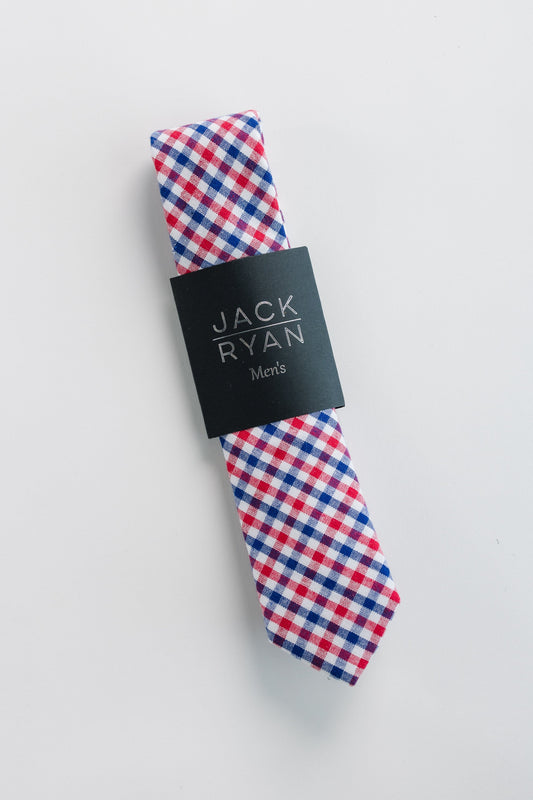 Jack Ryan Summer Ties MEN'S TIE JACK RYAN Red/Blue Gingham Men's - 58" x 2.5" 