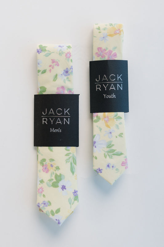 Jack Ryan Spring Ties MEN'S TIE JACK RYAN Lt Yellow Floral Men's - 58" x 2.5" 