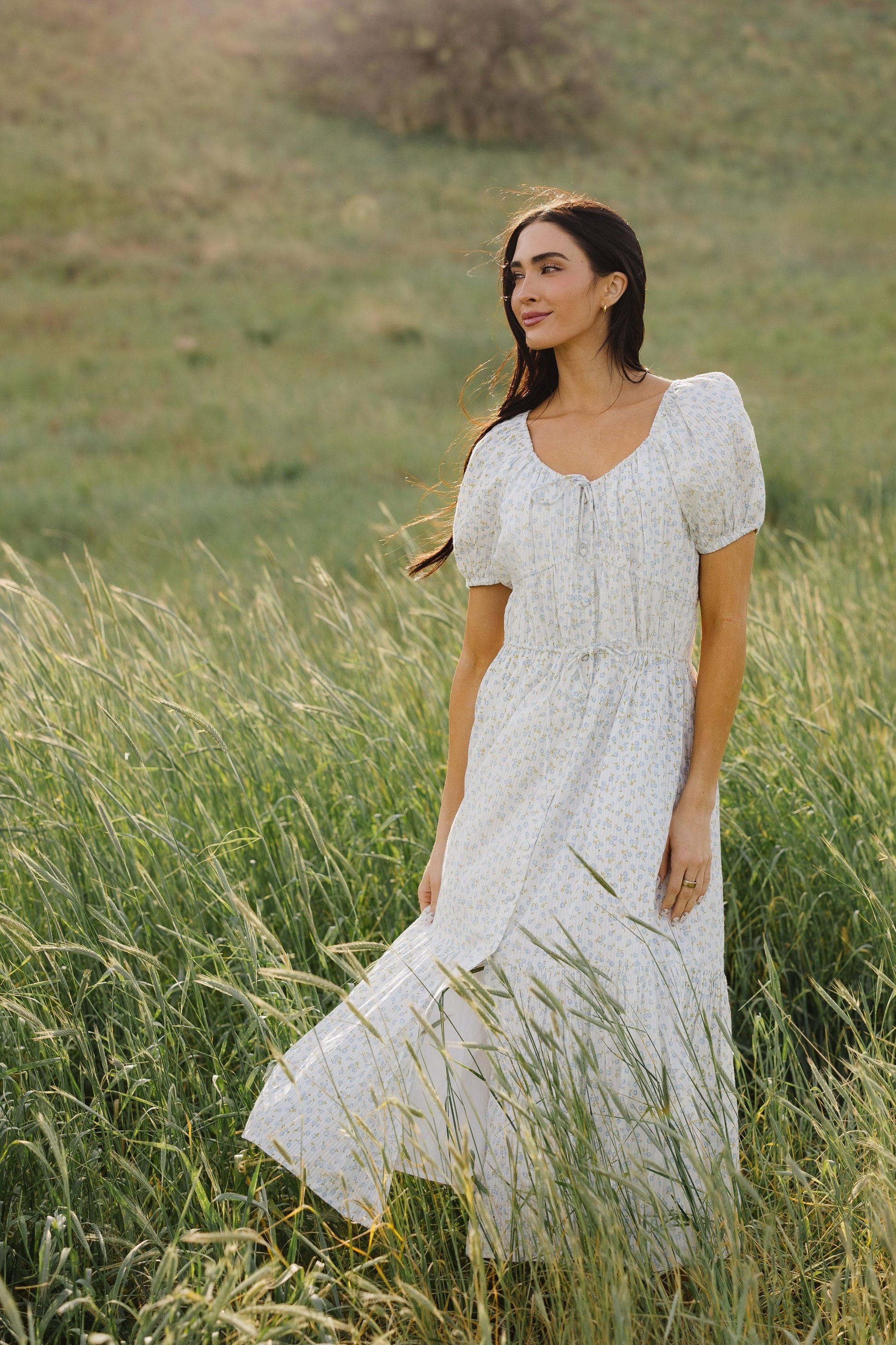 Citrus The Modest Erika Dress Blue Ditsy / L