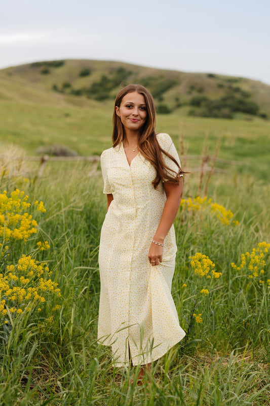 Brass & Roe Mel Tie-Waist Dress WOMEN'S DRESS brass & roe Lt Yellow XS 
