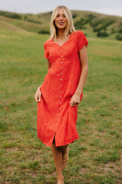 Brass & Roe Cherry Pie Button Down in red 