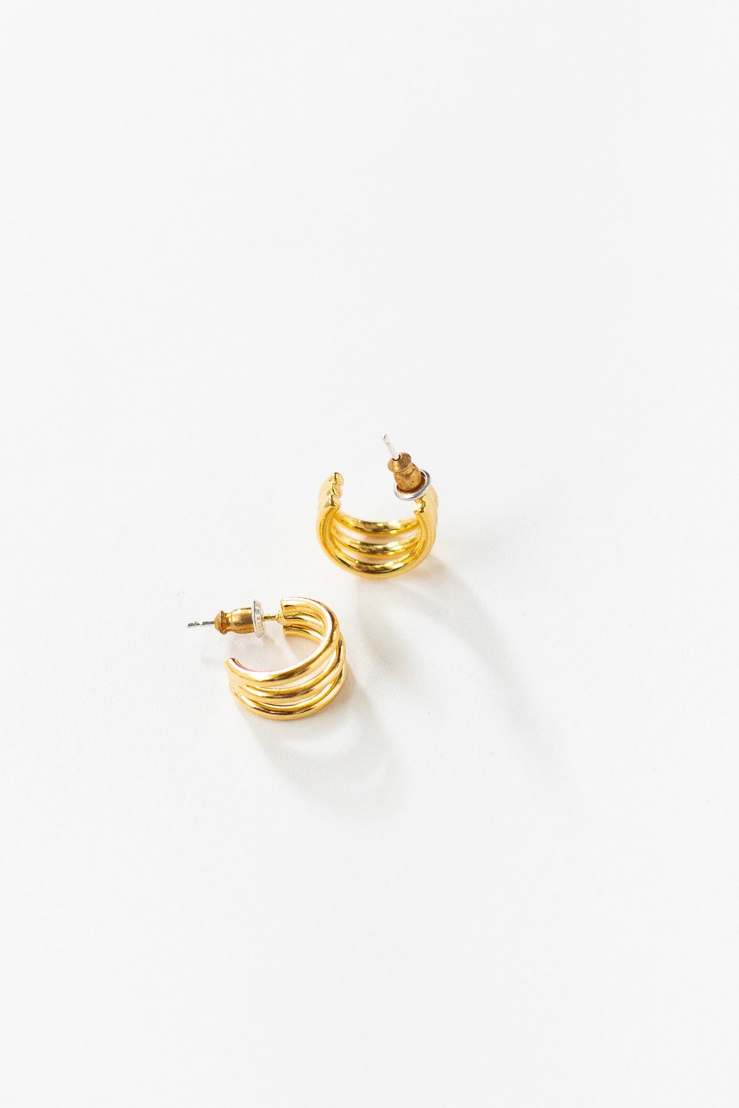 Triple Row Gold Earrings WOMEN'S EARINGS Cove Gold OS 