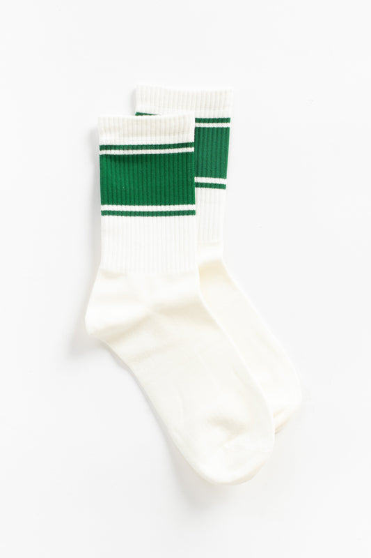 Retro Stripe Crew Socks WOMEN'S SOCKS brass & roe Green OS 